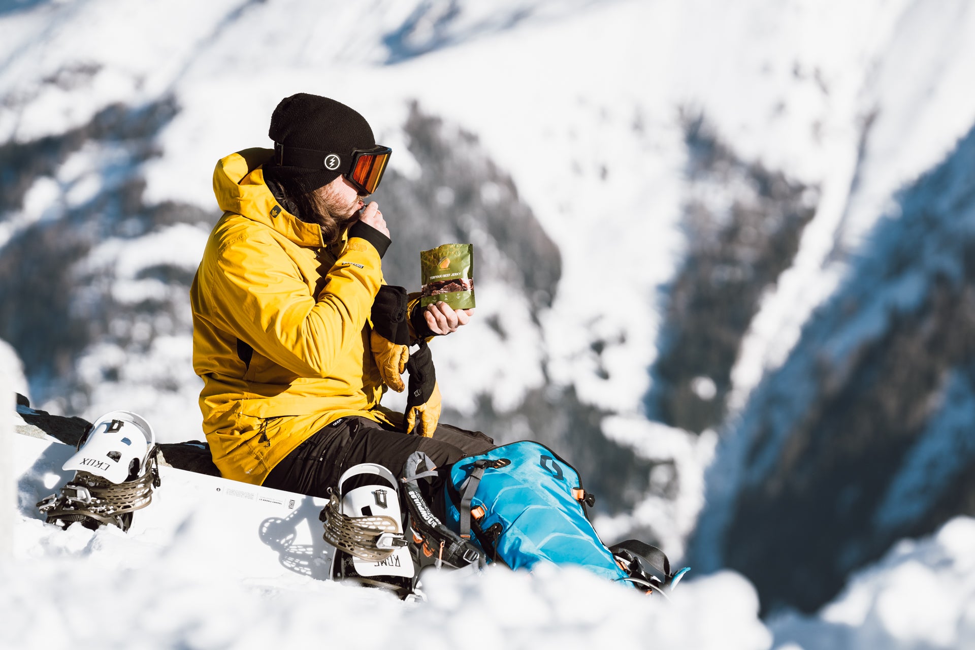 beef jerky snowboarding